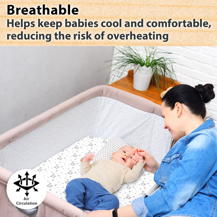 2 Pack Bedside Sleeper Bassinet Fitted Sheets, Organic Cotton, 33x20x4 Inches, Compatible with Pads Size Between 17-21 in Width, 29-33 in Length, and 1.5-4 in Thick