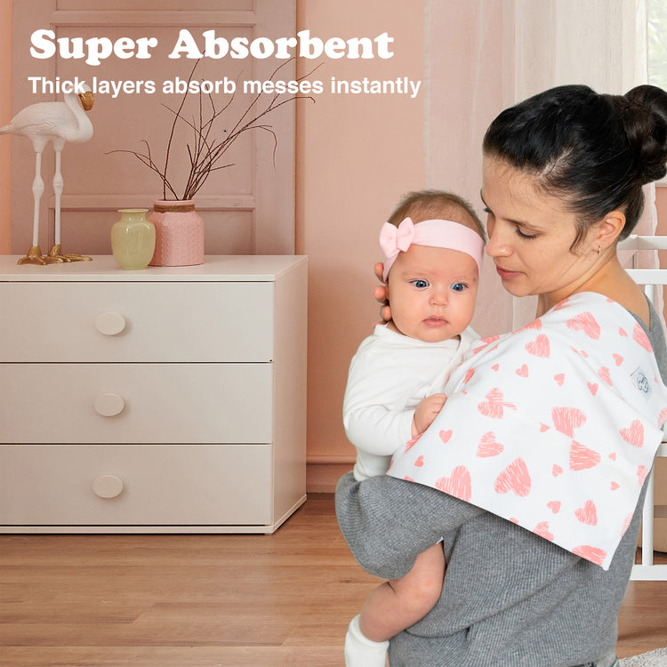 Baby Burp Cloths for Boys and Girls - 3 Pack Large 100% Cotton Double Layered Extra Absorbent Burp Rags, Floal Rose