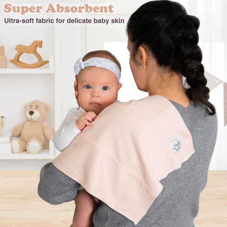 Baby Burp Cloths for Boys and Girls - 7 Pack Large 100% Cotton Double Layered Extra Absorbent Burp Rags, Lavender