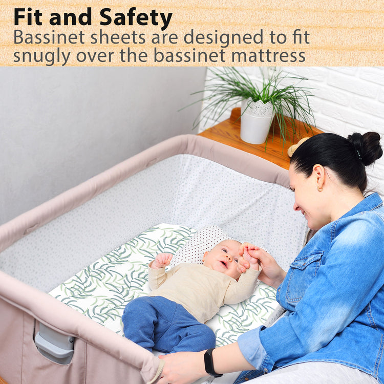 3 Pack Bedside Sleeper Bassinet Fitted Sheets, Organic Cotton, 33x20x4 Inches, Compatible with Pads Size Between 17-21 in Width, 29-33 in Length, and 1.5-4 in Thick