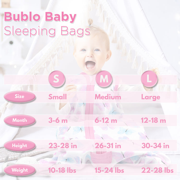 Bublo Baby Wearable Blanket, Cotton Sleep Sacks for 12-18 Months, 2 Pack Girls Sleeping Bag Sack, 2-Way Zipper, 0.5 Tog Breathable Cotton