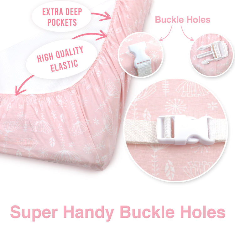 Bublo Baby Changing Pad Cover Sheets Set, 2 Pack, Universal Fitted Changing Table Covers for Boys and Girls, Comfortable Cozy Cradle Sheets, Breathable Soft Jersey Cotton, Fitted 32x15x5 Inches Pads, Floral