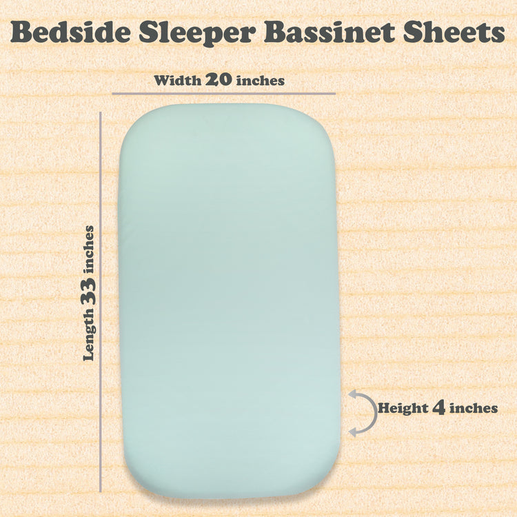 2 Pack Bedside Sleeper Bassinet Fitted Sheets, Organic Cotton, 33x20x4 Inches, Compatible with Pads Size Between 17-21 in Width, 29-33 in Length, and 1.5-4 in Thick