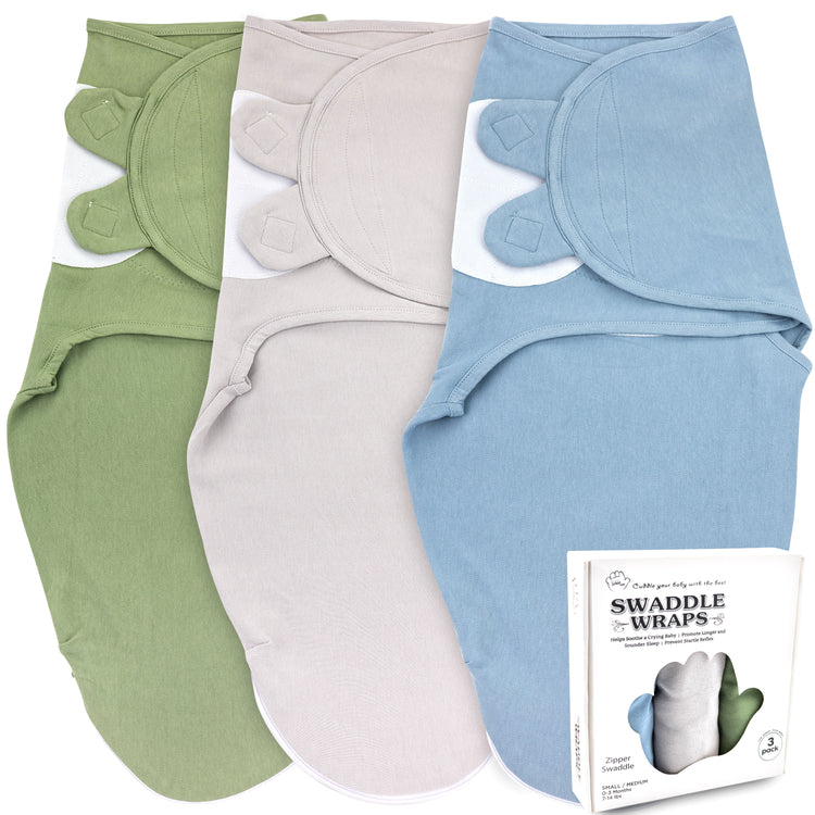 Baby Swaddle Sleep Sacks with Zipper, 3 Pack Newborn Swaddle