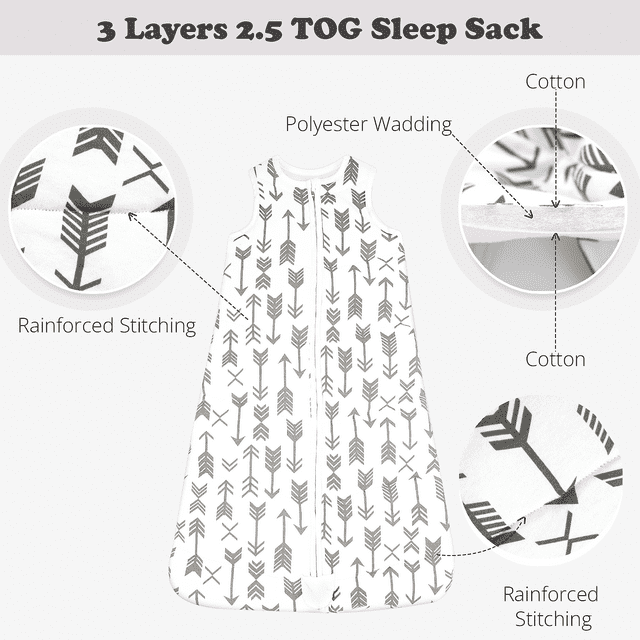 Baby Wearable Blanket 2.5 TOG, Cotton Sleep Sacks for 12-18 Months, 1 Pack Unisex Sleeping Bag Sack, Small Size, 2-Way Zipper Swaddle Transition Sleep Sack