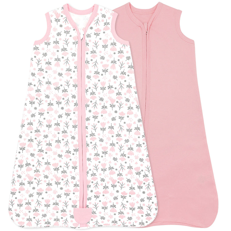 Baby Baby Wearable Blanket, Cotton Sleep Sacks for 6-12 Months, 2 Pack Unisex Sleeping Bag Sack, Medium Size, 2-Way Zipper, 0.5 Tog Breathable Cotton
