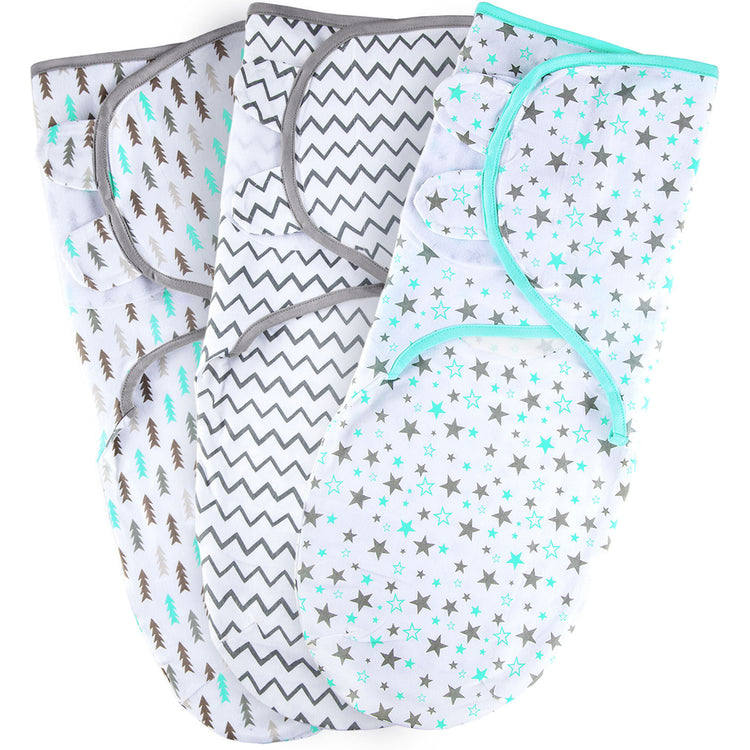 Bublo Baby Swaddle Blanket Boy Girl, 3 Pack Large Size Newborn Swaddles 3-6 Month, Infant Adjustable Swaddling Sleep Sack, Aqua