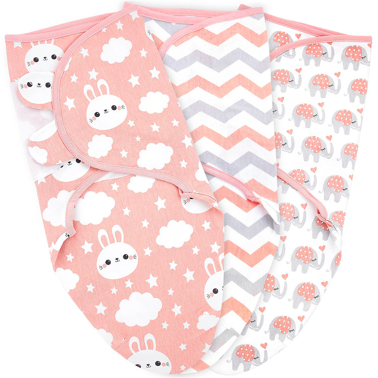 Bublo Baby Swaddle Blanket Boy Girl, 3 Pack Large Size Newborn Swaddles 3-6 Month, Infant Adjustable Swaddling Sleep Sack, Coral