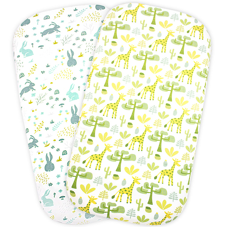 Bublo Baby Bassinet Sheet Set for Boy and Girl, 3 Pack, Universal Fitted for Oval, Hourglass & Rectangle Bassinet Mattress, Fitted Sheets Size 32 x 16 x 4 Inches, Green