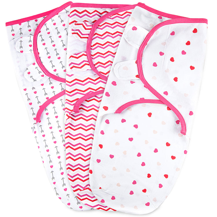 Bublo Baby Swaddle Blanket Boy Girl, 3 Pack Small-Medium Size Newborn Swaddles 0-3 Month, Infant Adjustable Swaddling Sleep Sack, Pink/Fushia