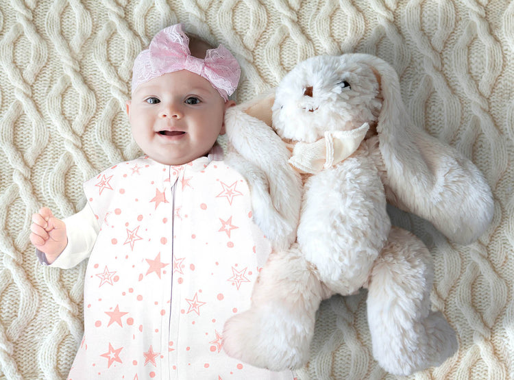 Bublo Baby Baby Wearable Blanket, Cotton Sleep Sacks for 6-12 Months, 2 Pack Unisex Sleeping Bag Sack, Medium Size, 2-Way Zipper, 0.5 Tog Breathable Cotton, Pink