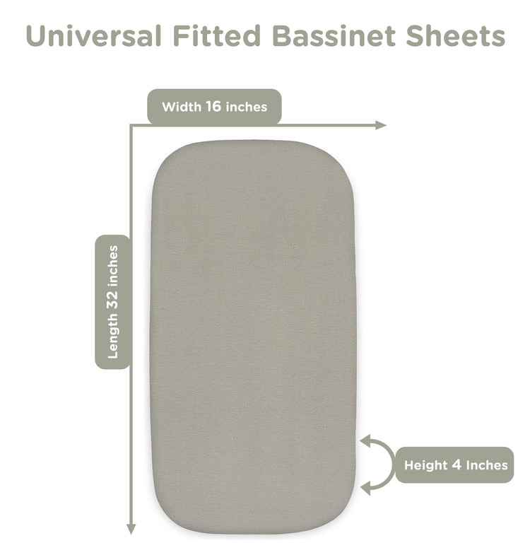 Bublo Baby Bassinet Sheet Set for Boy and Girl, 3 Pack, Universal Fitted for Oval, Hourglass & Rectangle Bassinet Mattress, Fitted Sheets Size 32 x 16 x 4 Inches Grey in one Size