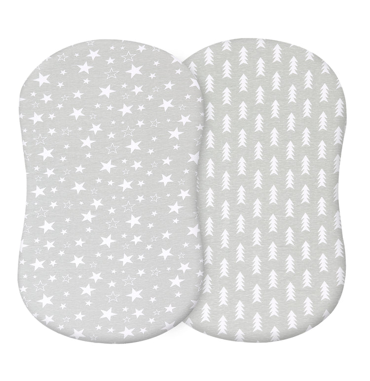 Bublo Baby Bassinet Sheet Set for Boy and Girl, 2 Pack, Universal Fitted for Oval, Hourglass & Rectangle Bassinet Mattress, Fitted Sheets Size 32 x 16 x 4 Inches