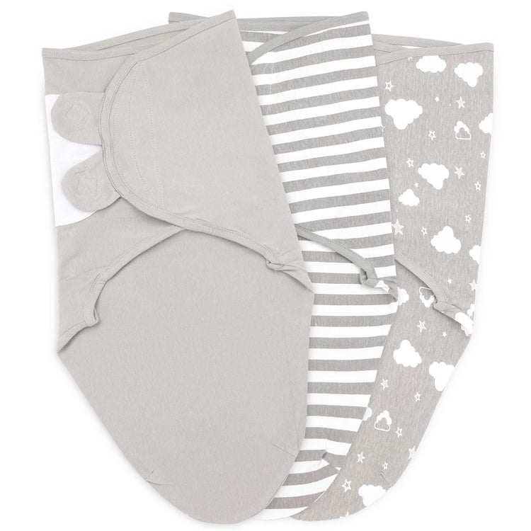 Bublo Baby Swaddle Blanket Boy Girl, 3 Pack Large Size Newborn Swaddles 3-6 Month, Infant Adjustable Swaddling Sleep Sack, Grey