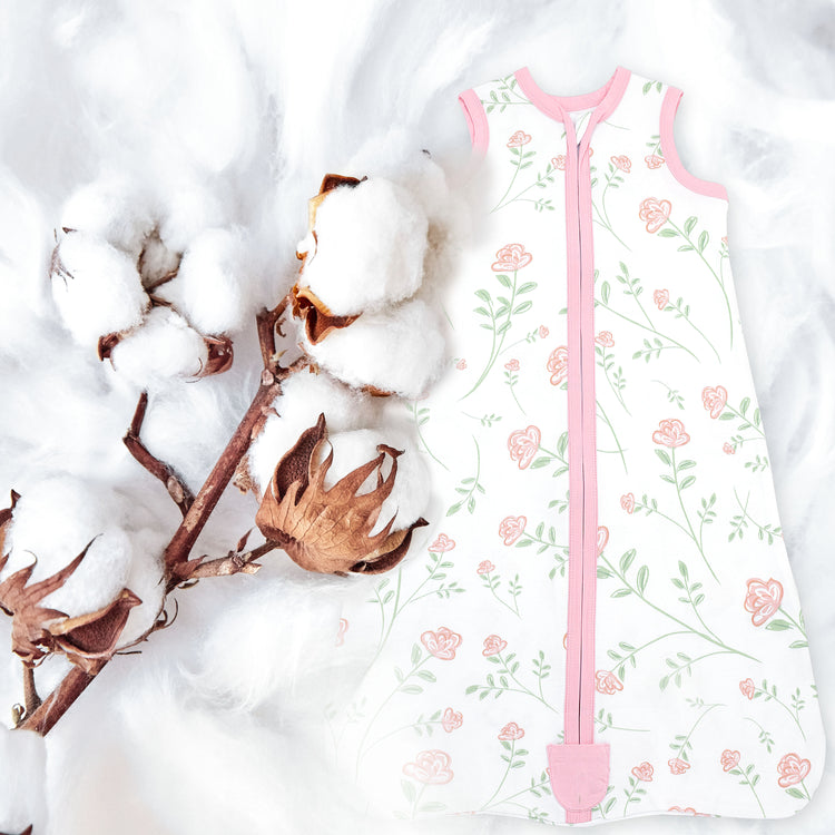 Bublo Baby Wearable Blanket, Cotton Sleep Sacks for 12-18 Months, 2 Pack Girls Sleeping Bag Sack, 2-Way Zipper, 0.5 Tog Breathable Cotton, Pink