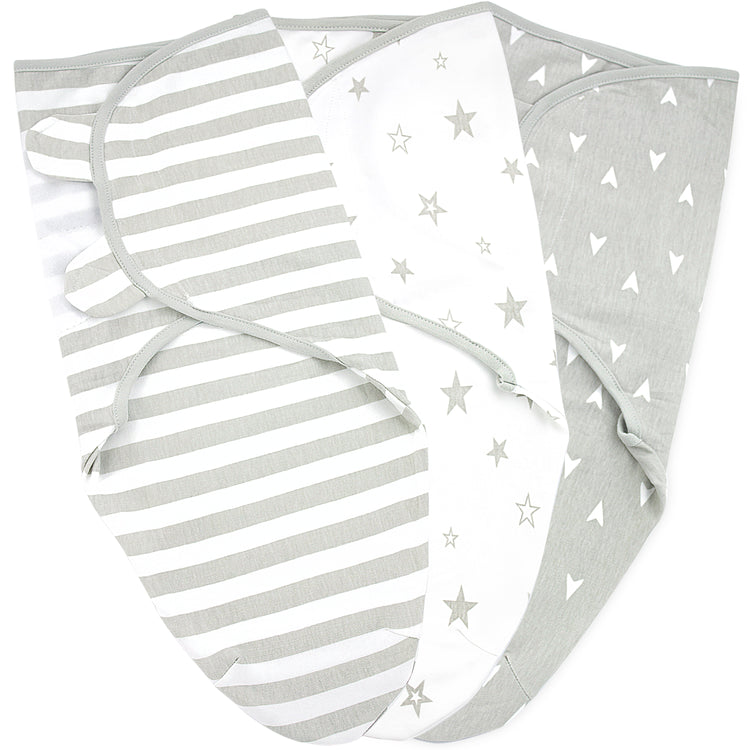 Bublo Baby Swaddle Blanket Boy Girl, 3 Pack Large Size Newborn Swaddles Small (0-3 Months), Infant Adjustable Swaddling Sleep, Grey